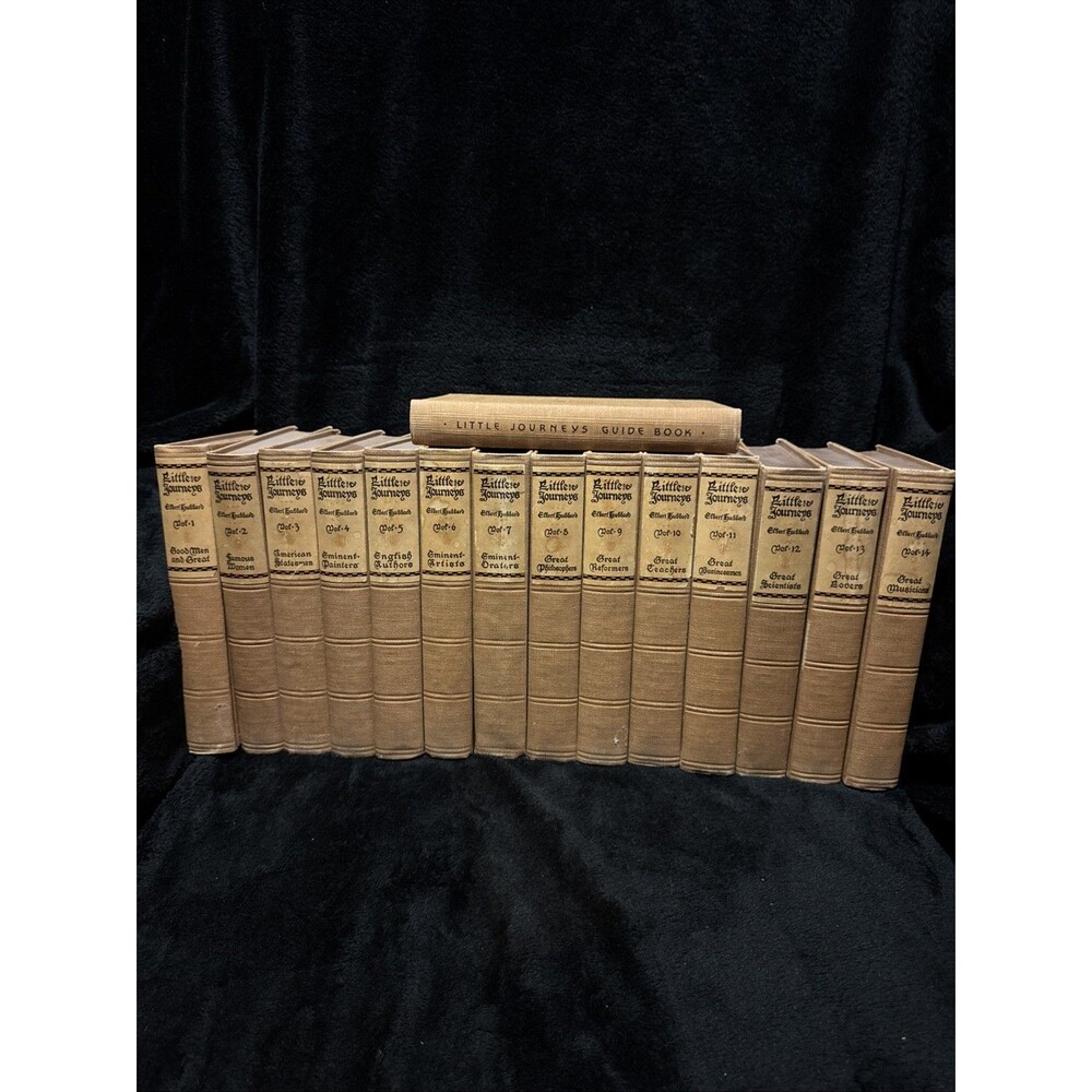 1928 Complete 14 volume set of Elbert Hubbard Little Journeys With Guide Book